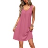 Ekouaer Nightgowns for Women Bamboo Viscose Night Gown Sleeveless Sleep Shirts Tank Sleep Dress V-neck Sleepwear(Cherry Red)