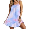 Ekouaer Nightgowns for Women Spaghetti Strap Night Gown Sleeveless Sleep Dress Chemise Sleepwear(Blue Pink Tie Dye)