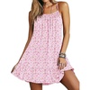 Ekouaer Nightgowns for Women Spaghetti Strap Night Gown Sleeveless Sleep Dress Chemise Sleepwear(Floral Pink)