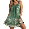 Ekouaer Nightgowns for Women Spaghetti Strap Night Gown Sleeveless Sleep Dress Chemise Sleepwear(Green Floral)