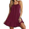 Ekouaer Nightgowns for Women Spaghetti Strap Night Gown Sleeveless Sleep Dress Chemise Sleepwear(Wine Red)