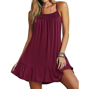 Ekouaer Nightgowns for Women Spaghetti Strap Night Gown Sleeveless Sleep Dress Chemise Sleepwear(Wine Red)
