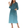 Ekouaer Women Zipper Robe 3/4 Sleeves Loungewear Dress Full Length Sleepwear Pockets Housecoat Nightgown Long Bathrobe(Sparkling Branches)