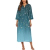 Ekouaer Women Zipper Robe 3/4 Sleeves Loungewear Dress Full Length Sleepwear Pockets Housecoat Nightgown Long Bathrobe(Sparkling Branches)
