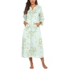 Ekouaer Women Zipper Robe 3/4 Sleeves Loungewear Dress Full Length Sleepwear Pockets Housecoat Nightgown Long Bathrobe(Floral Light Green)