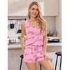 Ekouaer 2 Pack Pajamas for Women Set Tank Top and Shorts Pjs Soft Sleeveless Sleepwear Summer Loungewear,S-XXL(Black Heart/Pink Love)