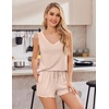 Ekouaer 2 Pack Pajamas for Women Set Tank Top and Shorts Pjs Soft Sleeveless Sleepwear Summer Loungewear,S-XXL(Black/Champagne)