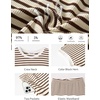 Ekouaer 2 Piece Sets for Women Summer Outfits Cute Stripe Knit T Shirts Shorts Matching Lounge Set(Rose Pink Striped)