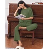 Ekouaer Lounge Sets for Women Short Sleeve Tops and Long Pants Soft Comfy Pajamas Set 2 Piece Outfits(Army Green)