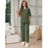 Ekouaer Lounge Sets for Women Short Sleeve Tops and Long Pants Soft Comfy Pajamas Set 2 Piece Outfits(Army Green)