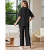 Ekouaer Lounge Sets for Women Short Sleeve Tops and Long Pants Soft Comfy Pajamas Set 2 Piece Outfits(Black)