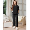 Ekouaer Lounge Sets for Women Short Sleeve Tops and Long Pants Soft Comfy Pajamas Set 2 Piece Outfits(Black)