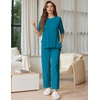 Ekouaer Lounge Sets for Women Short Sleeve Tops and Long Pants Soft Comfy Pajamas Set 2 Piece Outfits(Blue Green)