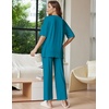 Ekouaer Lounge Sets for Women Short Sleeve Tops and Long Pants Soft Comfy Pajamas Set 2 Piece Outfits(Blue Green)