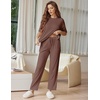 Ekouaer Lounge Sets for Women Short Sleeve Tops and Long Pants Soft Comfy Pajamas Set 2 Piece Outfits(Brown)
