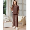 Ekouaer Lounge Sets for Women Short Sleeve Tops and Long Pants Soft Comfy Pajamas Set 2 Piece Outfits(Brown)