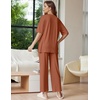 Ekouaer Lounge Sets for Women Short Sleeve Tops and Long Pants Soft Comfy Pajamas Set 2 Piece Outfits(Camel)