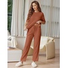 Ekouaer Lounge Sets for Women Short Sleeve Tops and Long Pants Soft Comfy Pajamas Set 2 Piece Outfits(Camel)