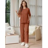 Ekouaer Lounge Sets for Women Short Sleeve Tops and Long Pants Soft Comfy Pajamas Set 2 Piece Outfits(Camel)
