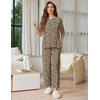 Ekouaer Lounge Sets for Women Short Sleeve Tops and Long Pants Soft Comfy Pajamas Set 2 Piece Outfits(Camel Black Leopard)