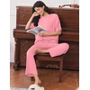 Ekouaer Lounge Sets for Women Short Sleeve Tops and Long Pants Soft Comfy Pajamas Set 2 Piece Outfits(Coral Pink)
