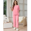 Ekouaer Lounge Sets for Women Short Sleeve Tops and Long Pants Soft Comfy Pajamas Set 2 Piece Outfits(Coral Pink)