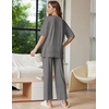 Ekouaer Lounge Sets for Women Short Sleeve Tops and Long Pants Soft Comfy Pajamas Set 2 Piece Outfits(Dark Gray)