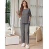 Ekouaer Lounge Sets for Women Short Sleeve Tops and Long Pants Soft Comfy Pajamas Set 2 Piece Outfits(Dark Gray)