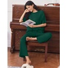Ekouaer Lounge Sets for Women Short Sleeve Tops and Long Pants Soft Comfy Pajamas Set 2 Piece Outfits(Dark Green)