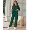 Ekouaer Lounge Sets for Women Short Sleeve Tops and Long Pants Soft Comfy Pajamas Set 2 Piece Outfits(Dark Green)