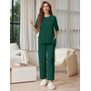 Ekouaer Lounge Sets for Women Short Sleeve Tops and Long Pants Soft Comfy Pajamas Set 2 Piece Outfits(Dark Green)