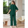 Ekouaer Lounge Sets for Women Short Sleeve Tops and Long Pants Soft Comfy Pajamas Set 2 Piece Outfits(Dark Green)