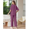 Ekouaer Lounge Sets for Women Short Sleeve Tops and Long Pants Soft Comfy Pajamas Set 2 Piece Outfits(Fuchsia)