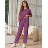 Ekouaer Lounge Sets for Women Short Sleeve Tops and Long Pants Soft Comfy Pajamas Set 2 Piece Outfits(Fuchsia)