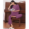 Ekouaer Lounge Sets for Women Short Sleeve Tops and Long Pants Soft Comfy Pajamas Set 2 Piece Outfits(Fuchsia)