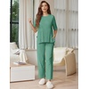Ekouaer Lounge Sets for Women Short Sleeve Tops and Long Pants Soft Comfy Pajamas Set 2 Piece Outfits(Gray Green)