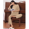 Ekouaer Lounge Sets for Women Short Sleeve Tops and Long Pants Soft Comfy Pajamas Set 2 Piece Outfits(Khaki)