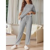 Ekouaer Lounge Sets for Women Short Sleeve Tops and Long Pants Soft Comfy Pajamas Set 2 Piece Outfits(Light Gray)