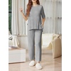 Ekouaer Lounge Sets for Women Short Sleeve Tops and Long Pants Soft Comfy Pajamas Set 2 Piece Outfits(Light Gray)