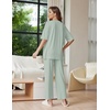 Ekouaer Lounge Sets for Women Short Sleeve Tops and Long Pants Soft Comfy Pajamas Set 2 Piece Outfits(Light Green)