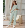 Ekouaer Lounge Sets for Women Short Sleeve Tops and Long Pants Soft Comfy Pajamas Set 2 Piece Outfits(Light Green)