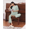Ekouaer Lounge Sets for Women Short Sleeve Tops and Long Pants Soft Comfy Pajamas Set 2 Piece Outfits(Light Green)