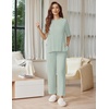 Ekouaer Lounge Sets for Women Short Sleeve Tops and Long Pants Soft Comfy Pajamas Set 2 Piece Outfits(Light Green)