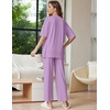 Ekouaer Lounge Sets for Women Short Sleeve Tops and Long Pants Soft Comfy Pajamas Set 2 Piece Outfits(Lilac)