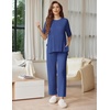 Ekouaer Lounge Sets for Women Short Sleeve Tops and Long Pants Soft Comfy Pajamas Set 2 Piece Outfits(Navy)