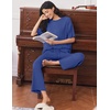 Ekouaer Lounge Sets for Women Short Sleeve Tops and Long Pants Soft Comfy Pajamas Set 2 Piece Outfits(Navy)
