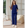 Ekouaer Lounge Sets for Women Short Sleeve Tops and Long Pants Soft Comfy Pajamas Set 2 Piece Outfits(Navy Blue)