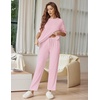 Ekouaer Lounge Sets for Women Short Sleeve Tops and Long Pants Soft Comfy Pajamas Set 2 Piece Outfits(Pink)