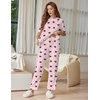 Ekouaer Lounge Sets for Women Short Sleeve Tops and Long Pants Soft Comfy Pajamas Set 2 Piece Outfits(Pink Bow)