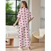 Ekouaer Lounge Sets for Women Short Sleeve Tops and Long Pants Soft Comfy Pajamas Set 2 Piece Outfits(Pink Bow)